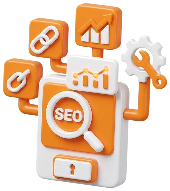 3D-иллюстрация SEO-продвижения